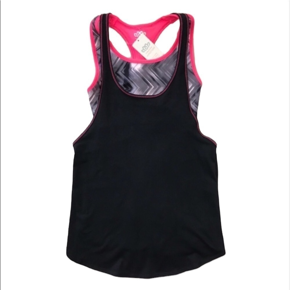 In Motion Tank Top With Attached Sports Bra Black Pink Size XS